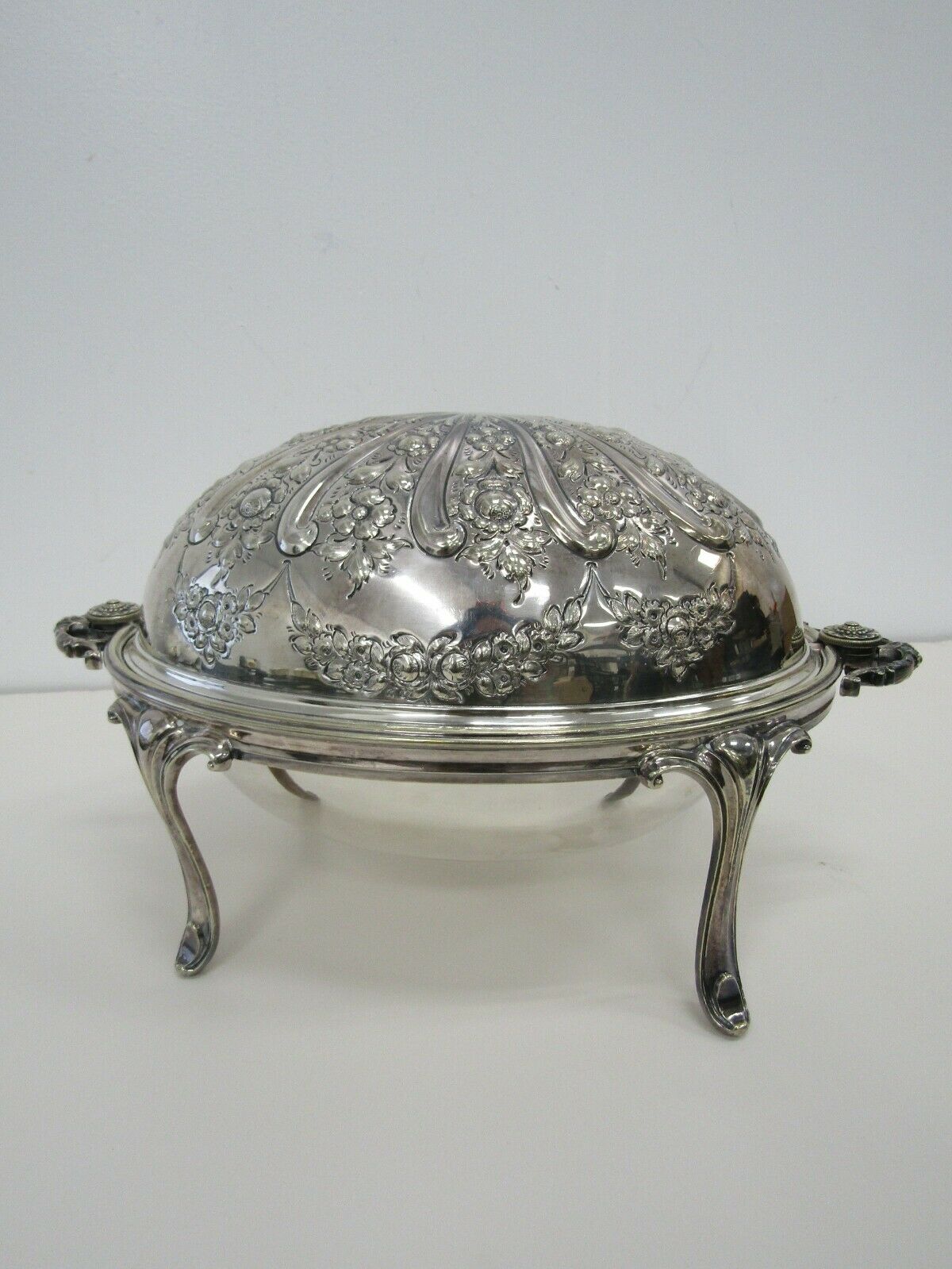 Beautiful Antique - Roll Up Silver Serving Dish