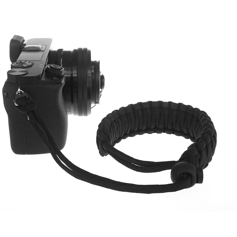 Braided 550 Paracord Adjustable Camera Wrist Strap Bracelet F Dslr Slr (black)