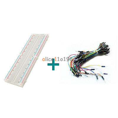 830 Tie Points Solderless Pcb Breadboard Mb102+65pcs Jumper Cable Wires Arduino