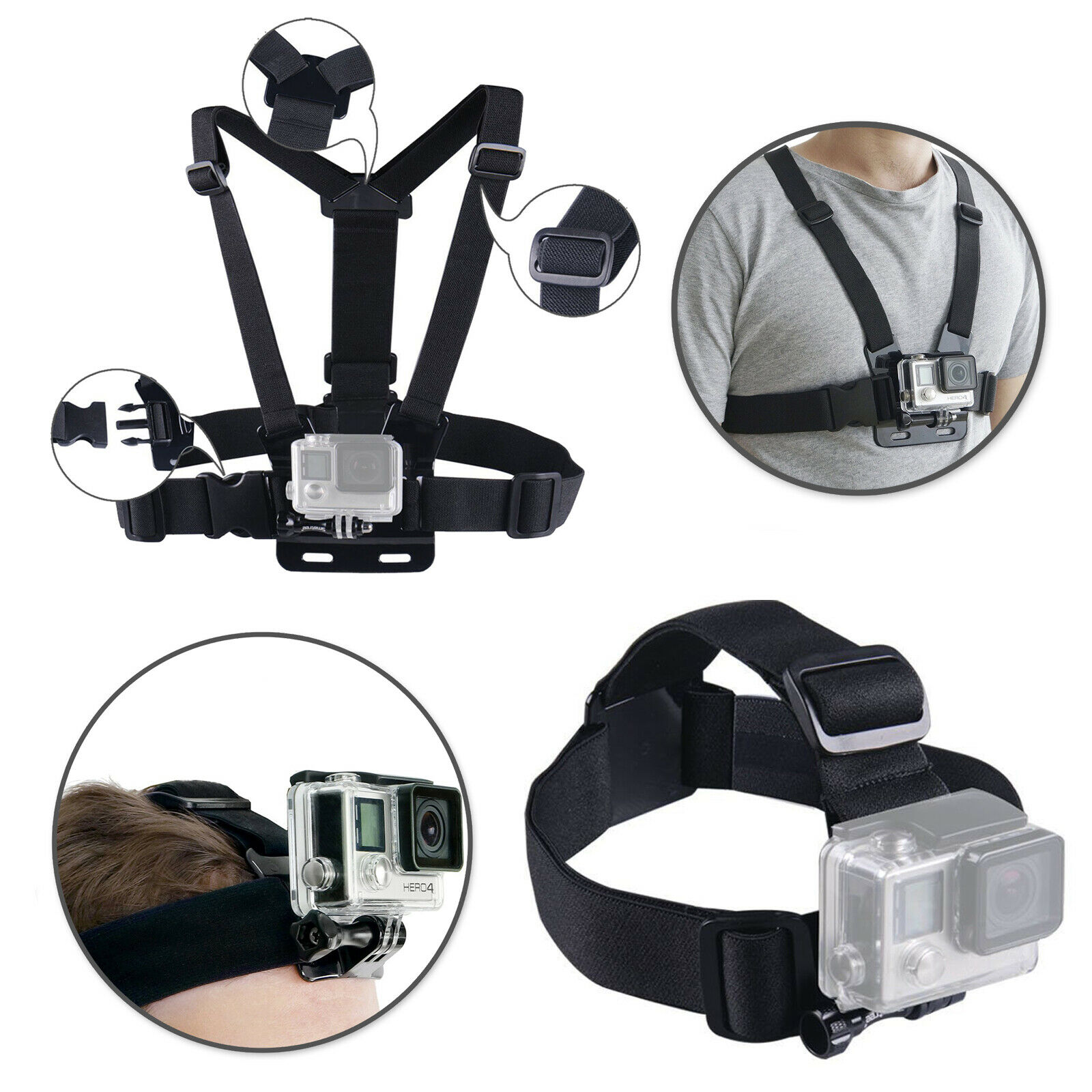 Harness Head + Chest Strap Mount Accessories For Gopro Hero 3 4 5 6 7 8 Max 9